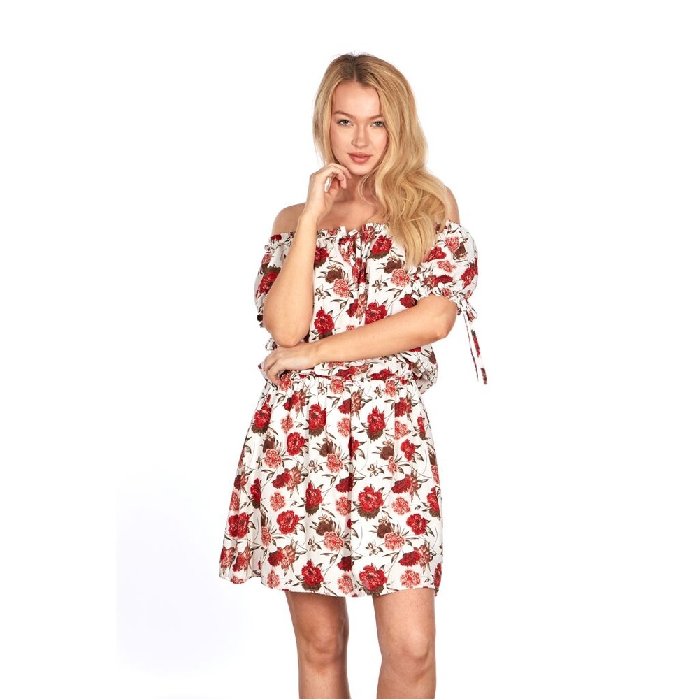 Go Coco Floral Off-Shoulder Peasant Dress